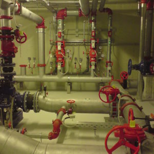 Fire complex with piping in compliance with VTS (German standards)